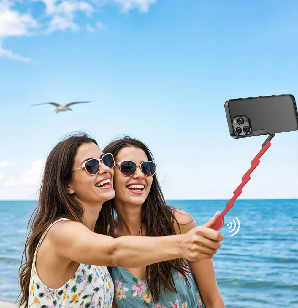 3-in-1 Phone Case with Bluetooth Selfie Stick & Remote Control
