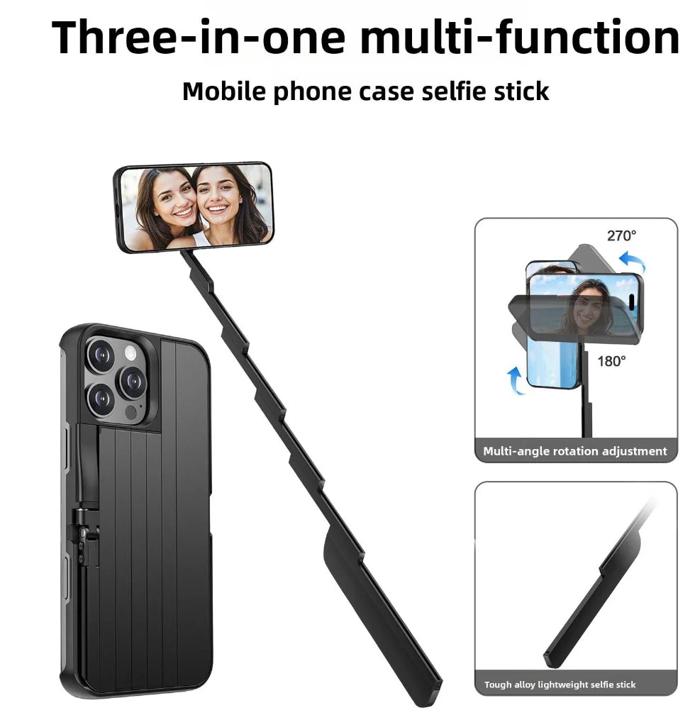 3-in-1 Phone Case with Bluetooth Selfie Stick & Remote Control