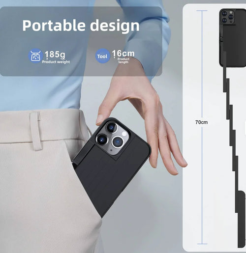 3-in-1 Phone Case with Bluetooth Selfie Stick & Remote Control