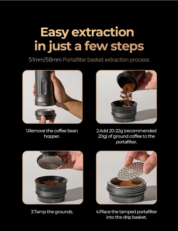 IKAPE Kapo K2 Portable Espresso Maker – 51/58mm Manual Coffee Machine for Home, Travel & Camping